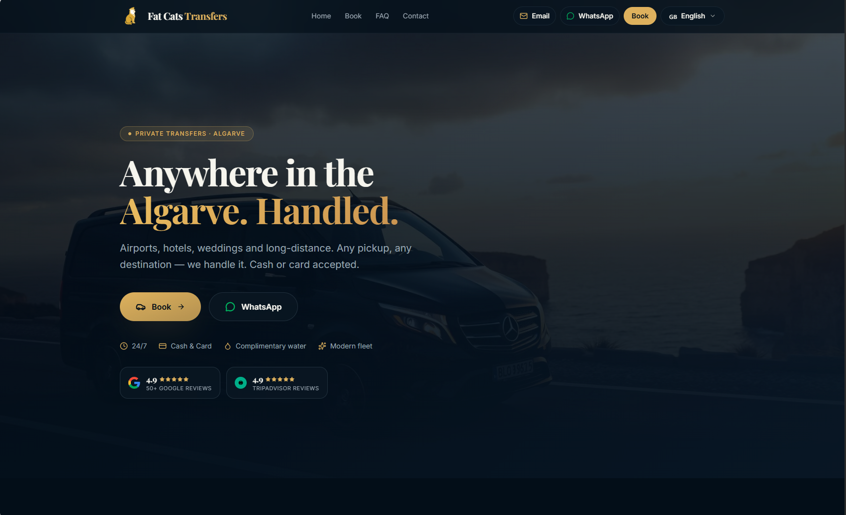 Fat Cats Transfers production booking platform interface